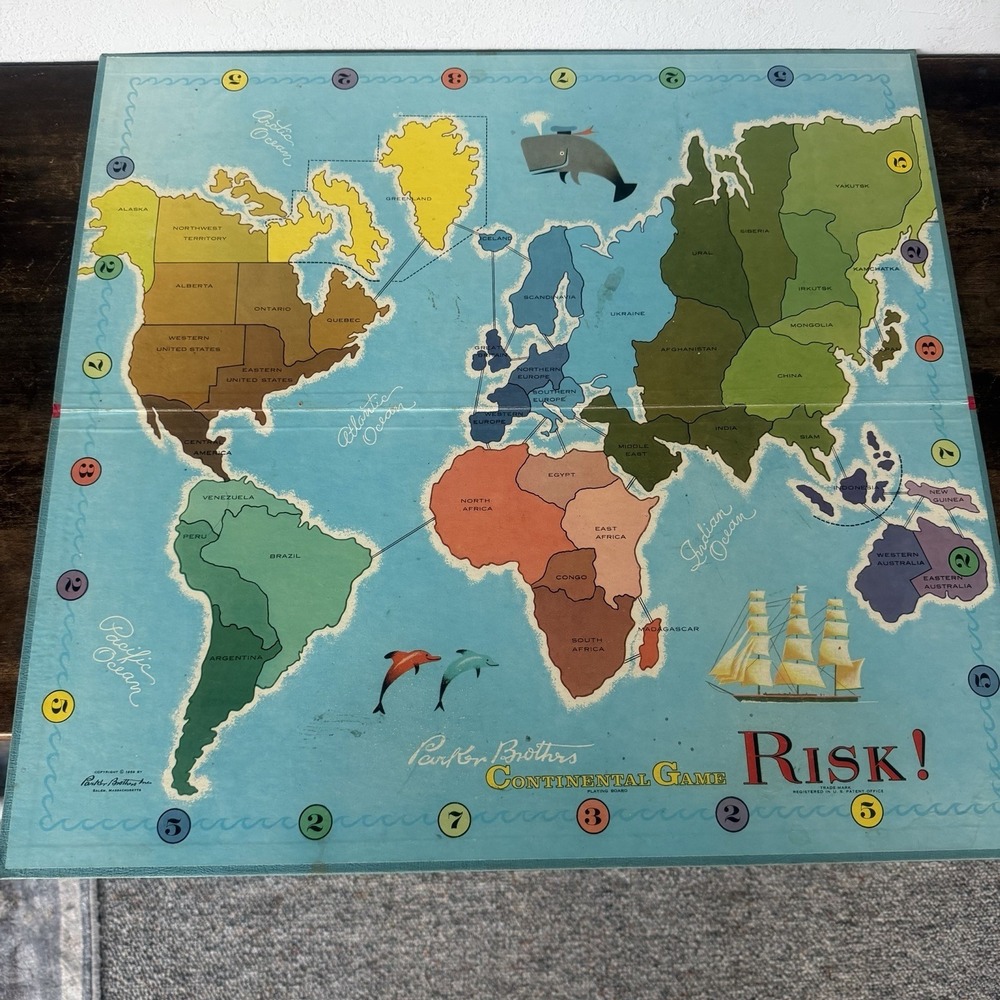 Vintage Risk Parker Brothers Continental Board Game 1968 Board‎ Only Replacement